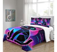 OJASDBDJE Géo Cat Motif Housse De Couette 3 Pièces Modern Art Parure De Lit Microfibre Hypoallergénique pour Garçons/Filles Qualité Supérieure Single(140x200cm)