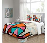 OJASDBDJE Imprimée/Impression 3D Géo Cat Housse De Couette 3 Pièces Modern Art Parure De Lit Microfibre Hypoallergénique pour Enfants/Adulte Qualité Supérieure King(220x240cm)