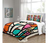 OJASDBDJE Imprimée/Impression 3D Géo Cat Housse De Couette 3 Pièces Modern Art Parure De Lit Microfibre Hypoallergénique pour Garçons/Filles Qualité Supérieure Super King(260x220cm)
