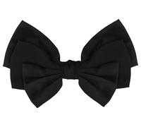 OJERRY Ruban à cheveux surdimensionné en mousseline de soie noire à trois couches pour femme, nœud papillon français en métal, nœud coquette foncé, cadeau esthétique, accessoires pour cheveux