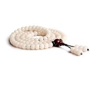 OJHFJMGH Bracelets de chapelets, Bracelet/collier Mala 108 anneaux en jade blanc, composé de racines Bodhi, for la prière, méditation et le yoga(Jade)