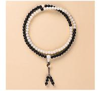 OJHFJMGH Bracelets de chapelets, Bracelet de perles Bouddha en ébène blanche Bodhi 8 mm, chapelet taoïste 108 Yin Yang Tai Chi, collier for hommes et femmes