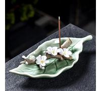OJHFJMGH Brûleur d'encens à Flux inversé, Brûleur d'encens en Forme de cône, Fait à la Main, créatif, for Maison, céramique, avec Feuilles, Fleurs pêcher et Branches(Wit)