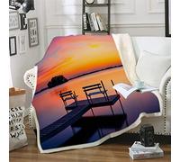 OJHFJMGH Couverture, Couverture for lit, jeté de Vache for canapé, Grande Couverture Polaire d'automne et d'hiver, Douce Confortable, Lourde(Sunset Scenery,130x150cm)