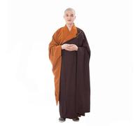 OJHFJMGH Robe de Moine Bouddhiste Unisexe, Tenue de méditation Zen, vêtements de Moine du Temple Shaolin, Tenue de Kung Fu(Coffee,XS)