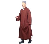 OJHFJMGH Robe Shaolin Temple Bouddhiste Moine Costume Zen Bouddhiste Robe Homme Longue Robe Moine Robe for Adultes(Red,44)