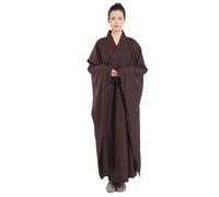 OJHFJMGH Tenue de Moine Bouddhiste, Robe Longue de Moine for Homme, Tenue Temple Shaolin, Robe Bouddhiste Zen for Adultes(Brown,38)