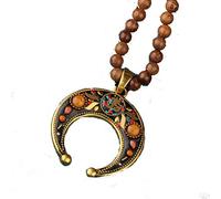 OJIJO Collier ethnique en perles de bois, pendentif népalais, bijoux faits main for femmes et hommes