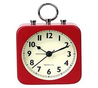 OJIJO Réveil carré en métal, sans tic-tac, Fonctionne avec des Piles, Petite Horloge analogique for Table de Chevet, Bureau, Salon(Red)