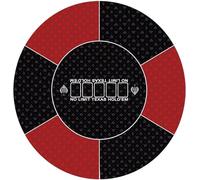 OJIJO Tapis de Poker Rond Professionnel for Texas Hold'em avec Sac de Transport, Plateau de Table de Poker Portable avec Motif Art déco.(Red,L)