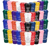 OJMHD Lot de 40 tasses à café chrétiennes en plastique avec couvercles, 470 ml, réutilisables, avec verset religieux de la Bible, pour homme et femme, cadeau chrétien pour voyage, fête, cadeau
