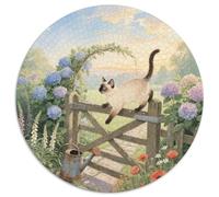 Ojos Azules Cat 1000 Pièces Puzzles Convient Aux Adultes Aux Enfants Animal Puzzle Circulaire Cadeau Les Anniversaires Jeu Cadeau Unique Puzzle Bricolage Pour Décoration D’intérieur 1000pcs (67.5x67.5