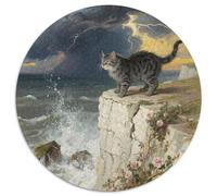 Ojos Azules Cat 1000 Pièces Puzzles Convient Aux Adultes Aux Enfants Animal Puzzle Rond Décompression Et Cadeau Jeu Éducatif Défi Jouets Puzzle Bricolage Pour Décoration D’intérieur 1000pcs (67.5x67.5