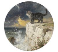 Ojos Azules Cat 1000 Pièces Puzzles Convient Aux Adultes Aux Enfants Animal Puzzle Rond Décoration pour Enfants Cadeau Jeu Éducatif Défi Jouets De l'art De La Décoration Moderne 1000pcs (67.5x67.5cm)