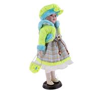 OJREEUB Lovely Girls Poupée en porcelaine avec présentoir en bois Manteau vert