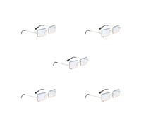 OJREEUB Lunettes de soleil sans monture à verres teintés - Coupe rectangulaire chic - Bleu et rose, Lot de 5 (bleu rose), 128x36mm