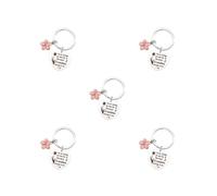 OJREEUB Porte-clés avec pendentif unique pour grand-mère de la part des petits-enfants, Lot de 5 (argent), Keyring 30mm