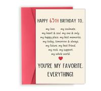 OJsensai Jolie carte d'anniversaire de 65 ans pour mari, épouse, cadeau d'anniversaire amusant pour homme et femme, meilleure idée de cadeau pour lui et elle de 65 ans