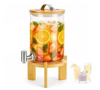 OJTOJT Distributeur de boisson avec robinet de 3.5 l, distributeur d'eau en verre, distributeur de boissons avec support, jus de glace, eau, cocktails, thé fait maison