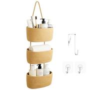 OJTOJT Organiseur suspendu avec crochets, sac à suspendre au mur à 3 animaux, étagère murale en tissu en corde de coton tissée, pour salon, chambre à coucher, salle de bain, chambre d'enfant (curcuma)