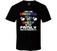 OJWKSXLL Black T-shirtI Am The Rainbow Sheep of My Fmily and I'm Proud of It Tshirt for Unisex Manches Courtes(Medium)