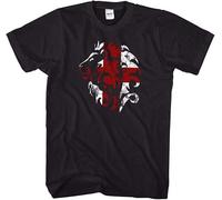 OJWKSXLL Distressed England Lion T Shirt St Georges Day Top Men Footy Black Manches Courtes(Large)