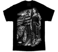 OJWKSXLL GANLU Firme Lowrider Cholo Chola Chicano Art David Gonzales DGA T Shirt Black Manches Courtes(X-Large)