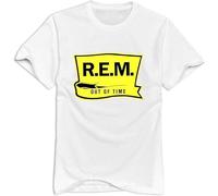 OJWKSXLL Hoxsin Men's REM Out of Time REM Band Cool O Neck T Shirt White Manches Courtes(Large)