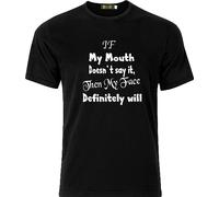 OJWKSXLL If My Mouth Doesn`T Say IT Then My Face Definitely Will Sarcastic Cotton Mens Women T Shirt 100% Cotton Manches Courtes(Large)