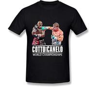 OJWKSXLL Men's T Shirt Miguel Cotto Canelo Alvarez World Championships 5 Black Manches Courtes(Large)