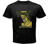 OJWKSXLL New The Cramps Bad Music for Bas People Logo Mens Black T-Shirt Black Manches Courtes(Large)