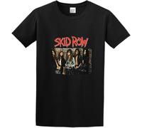 OJWKSXLL Skid Row Band Group Photo Funny Vintage Gift Men Summer Short Sleeve Cotton T-Shirts Black Manches Courtes(3X-Large)