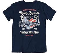 OJWKSXLL Warbird Squadron Flying Legends Airplane Vehicles Vintage Aircraft T Shirt Navy Blue Manches Courtes(3X-Large)