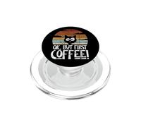 Ok But First Coffee Chat Noir café rétro PopSockets PopGrip pour MagSafe