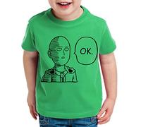 OK Saitama Camiseta pour Enfants Saitama Punch One Anime Manga, Kinder T-Shirt Größe:122-128 (7-8 Ans), Kinder Farben:Vert