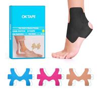OK TAPE Patches de à Structure Unique Prédécoupés pour Cheville Bande de Kinésiologie Soulagement de la Douleur et Accessoires de Soutien (10 Pièces,Noir)