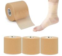 OK TAPE Pré-Bande de Préparation (4 rouleaux) - Mousse Athlétique sous la Bande pour le Sport, Protection pour les Chevilles, les Poignets, les Mains et les Genoux, 7cm x 27m,Beige