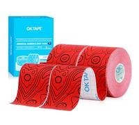 OK TAPE PRO Bande de Kinésiologie,Bande Physiothérapeutique, Bande Médicale, Sport et Physiothérapie,5cm x 5m,2 Rouleaux,Rouge