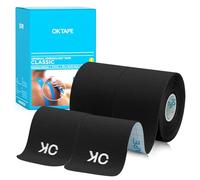 OK TAPE Ruban de kinésiologie pré-découpé de 25 cm de long et 5 cm de large, en coton élastique sans latex, 5cmx5m,2 Rouleaux,Noir
