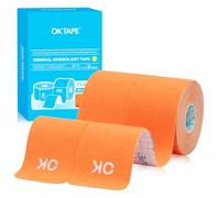 OK TAPE Ruban de kinésiologie pré-découpé de 25 cm de long et 5 cm de large, en coton élastique sans latex, 5cmx5m,2 Rouleaux,Orange