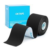 OK TAPE Ruban de Kinésiologie, ruban athlétique élastique en coton original de base pour le soutien et la récupération, sportif thérapeutique pour soulager la douleur, 5cm x 5m non-coupé,Noir