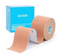 OK TAPE Ruban de Kinésiologie, ruban athlétique élastique en coton original de base pour le soutien et la récupération, sportif thérapeutique pour soulager la douleur, 5cm x 5m non-coupé,Beige