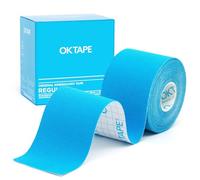 OK TAPE Ruban de Kinésiologie, ruban athlétique élastique en coton original de base pour le soutien et la récupération, sportif thérapeutique pour soulager la douleur, 5cm x 5m non-coupé,Bleu