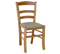 okAffareFatto di Zimbardi Costanza Chaise bois paysana noyer clair avec assise rembourrée simili cuir tourterelle