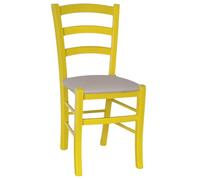 okAffareFatto di Zimbardi Costanza Chaise de salle à manger en bois Venise jaune avec assise simili cuir gris tourterelle