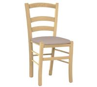 okAffareFatto di Zimbardi Costanza Chaise en bois pour salle à manger Venise naturelle avec assise simili cuir gris tourterelle
