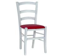 okAffareFatto di Zimbardi Costanza Chaise en bois Venise antique blanche avec assise rembourrée rouge