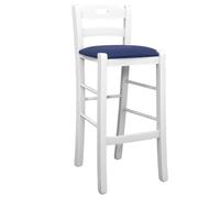 okAffareFatto di Zimbardi Costanza Tabouret de bar en bois blanc avec poignée dans le dossier H 66 siège cuir bleu