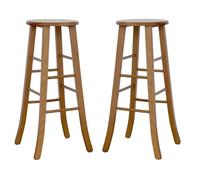 okAffareFatto di Zimbardi Costanza Tabourets bar set de 2 ronds h 80 cm noyer clair pieds sabre