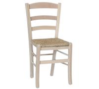 OKAFFAREFATTO MADDALONI Chaise de salle à manger cuisine restaurant en bois village brut à peindre avec siège en paille